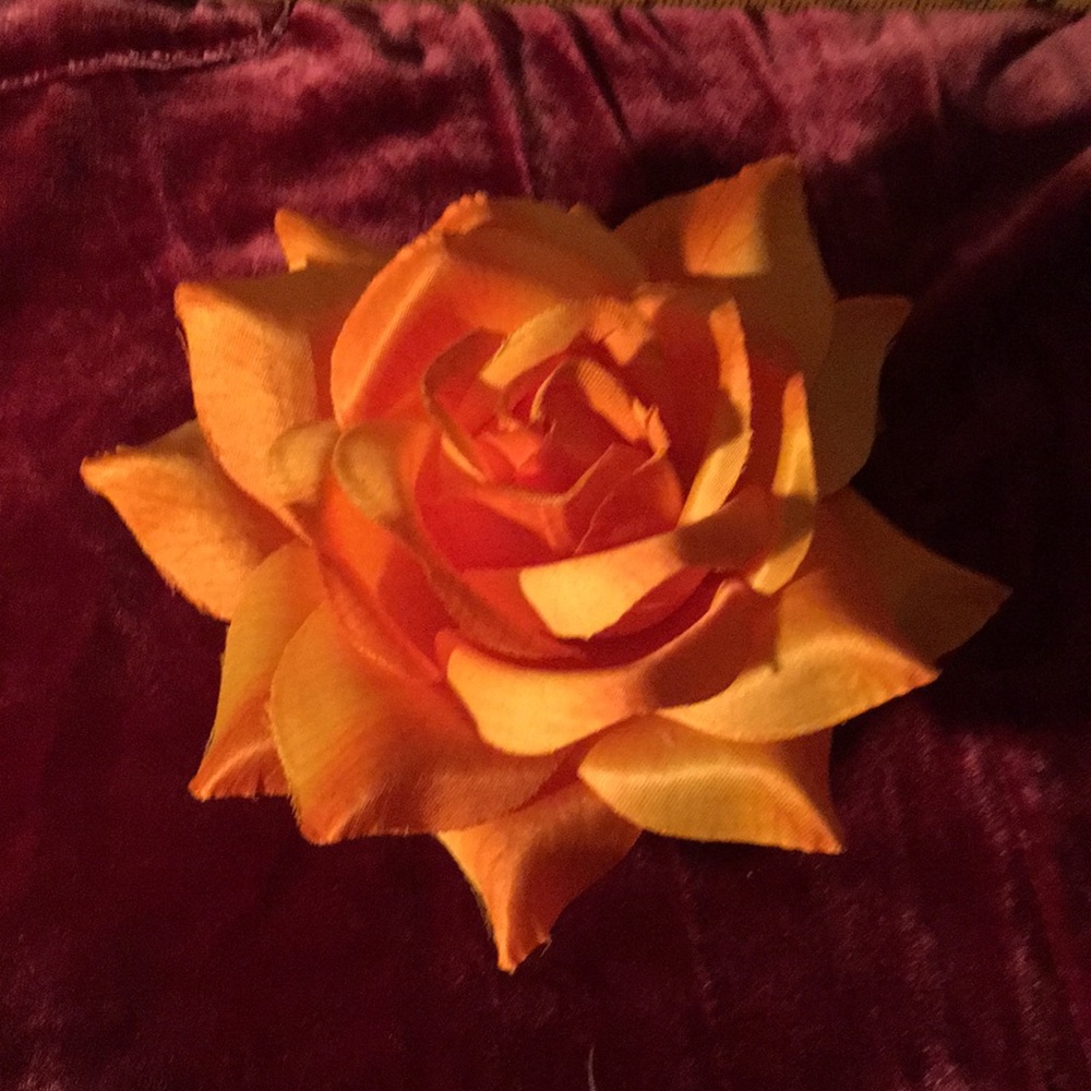 5” Two- tone Gold & Orange Silk Flower